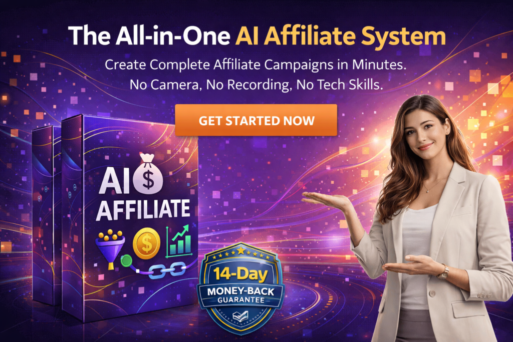 AI Affiliate review showing all-in-one AI affiliate marketing system hero image